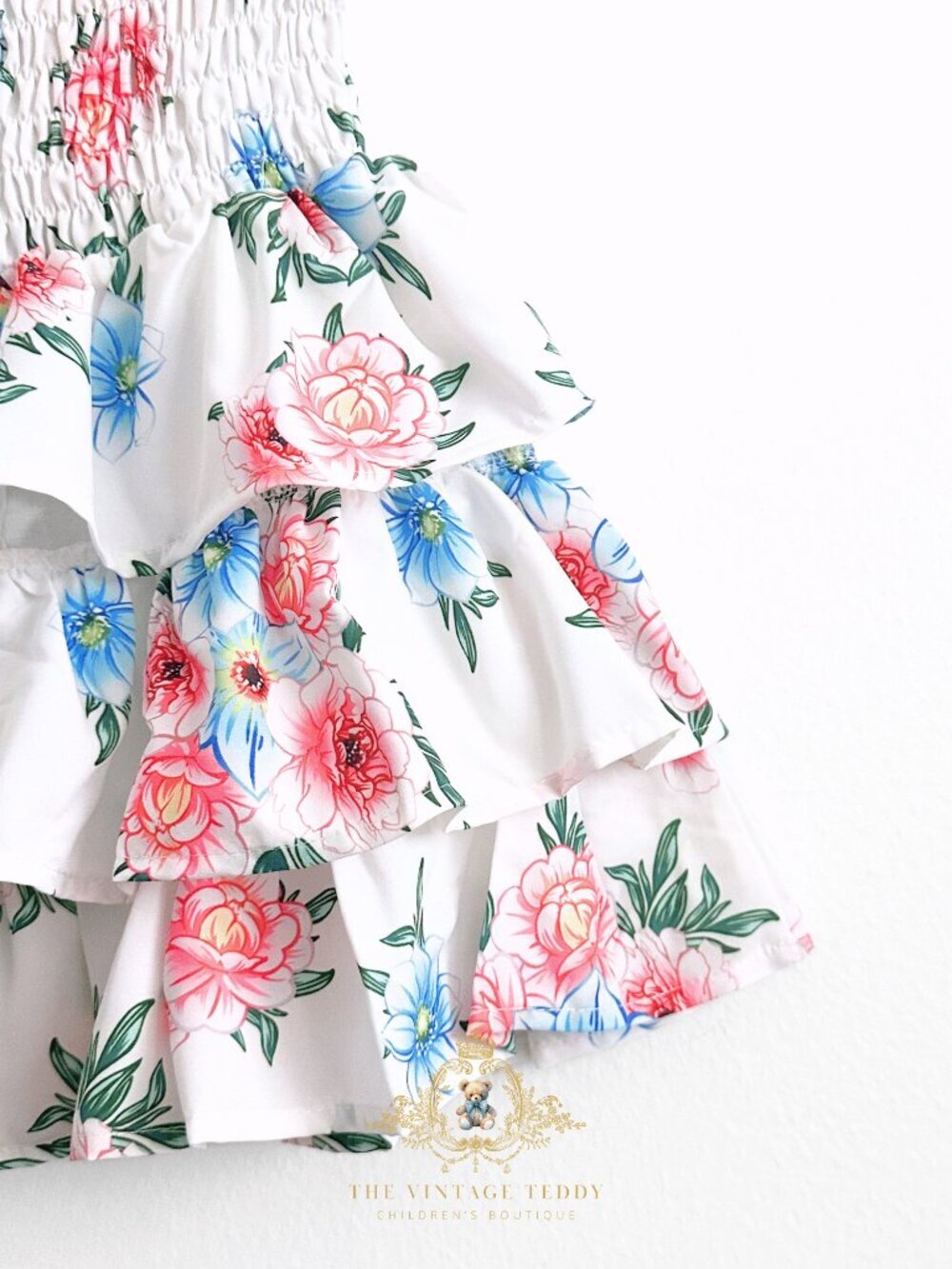 NWT Pretty Girls Dress for Kids Floral Nap Smocking Ruffled Spring & Summer 3T - Picture 4 of 5